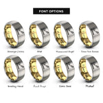 font options for inside engraving on gold & gray bermuda rings