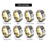 font options for inside engraving on gold & gray bermuda rings