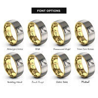 font options for inside engraving on gold & grey bermuda rings