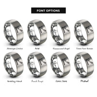 font options for inside engraving on grey bermuda rings