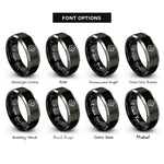 font options for inside engraving on black & grey bernese mountain dog rings
