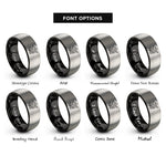 font options for inside engraving on black & silver berry branch leaves rings