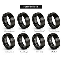 font options for inside engraving on black berry branch leaves rings