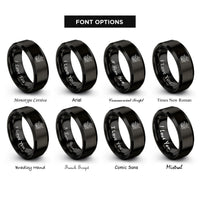 font options for inside engraving on black berry branch leaves rings