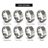 font options for inside engraving on grey berry branch leaves rings