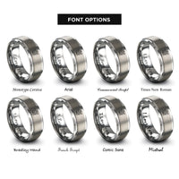 font options for inside engraving on silver berry branch leaves rings