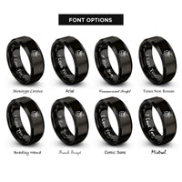 font options for inside engraving on black berry cluster rings