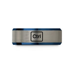 tungsten bands for him – blue & silver tungsten ctrl key wedding band