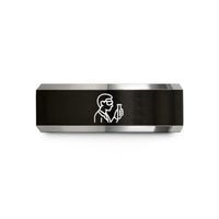 birthday presents for guys – black & grey tungsten lab technician wedding band