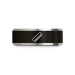 custom tungsten rings – black & silver tungsten ruler wedding band