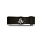 tungsten rings for him – black & gray tungsten wood logs wedding band