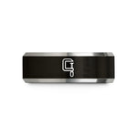 birthday ring for mom – black & grey tungsten bar clamp wedding band