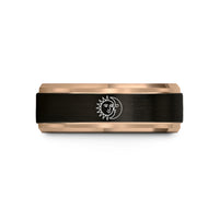 thoughtful presents for her – black & rose gold tungsten sun moon wedding band