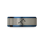 tungsten rings for men – blue & silver tungsten minimal constellation lines wedding band
