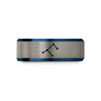 tungsten rings for men – blue & silver tungsten minimal constellation lines wedding band