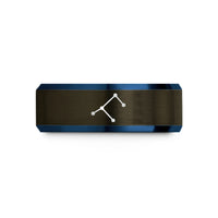 unique present ideas her – gunmetal & blue tungsten minimal constellation lines wedding band