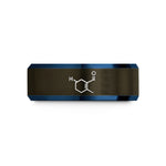 personalized rings for couples – gunmetal & blue tungsten serotonin molecule wedding band
