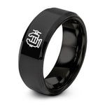 custom rings for couples – black tungsten bench vise ring
