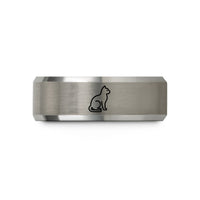 personalized jewelry for her – black & silver tungsten minimal cat wedding band