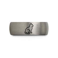 personalized jewelry for her – gray tungsten minimal cat wedding band