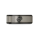 present ideas for her – black & silver tungsten circular saw wedding band