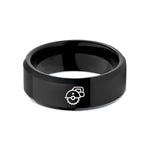unique presents for her – black tungsten circular saw wedding band