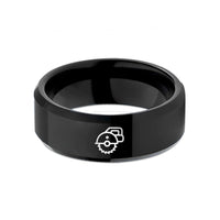 unique presents for her – black tungsten circular saw wedding band