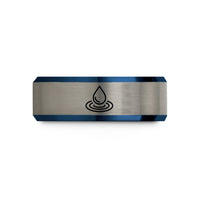 best friend present ideas – black & blue & gray tungsten water droplet ripple wedding band