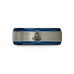 personalized presents for her – blue & gray tungsten water droplet ripple wedding band