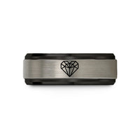 creative friend present ideas – black & gray tungsten low poly heart wedding band