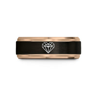 thoughtful presents for friends – black & rose gold tungsten low poly heart wedding band