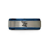 friend birthday surprise – blue & silver tungsten seagull flight wedding band