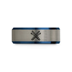 best friend present ideas – black & blue & silver tungsten skis crossed poles wedding band