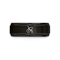 creative presents for friends – black & rose gold tungsten wheelchair heart wedding band