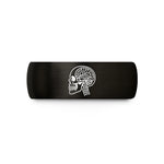 unique present for friend – black tungsten anatomical half skull wedding band
