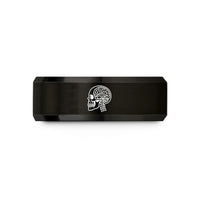 holiday present for pal – black tungsten anatomical half skull wedding band