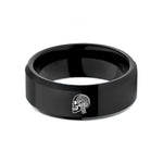 special present for buddy – black tungsten anatomical half skull wedding band