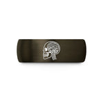 special present for buddy – gunmetal & black tungsten anatomical half skull wedding band