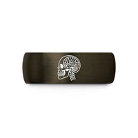 special present for buddy – gunmetal & black tungsten anatomical half skull wedding band