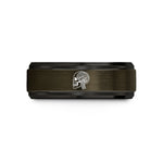 special present for buddy – gunmetal & black tungsten anatomical half skull wedding band
