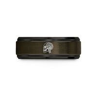 special present for buddy – gunmetal & black tungsten anatomical half skull wedding band