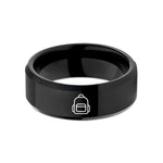 unique presents for her – black tungsten backpack wedding band