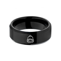 unique presents for her – black tungsten backpack wedding band