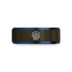 cool presents for friends – gunmetal & blue tungsten pcb traces wedding band