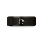 best friend holiday present – black tungsten secretary bird wedding band