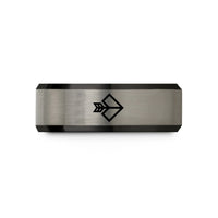 friendship bands for men – black & silver tungsten arrow band wedding band