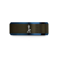 matching band set – gunmetal & blue tungsten bunsen burner wedding band