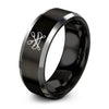 Canoe Paddles Crossed – Tungsten Wedding Band, 8 mm, Black, Gray Comfort-Fit Unisex
