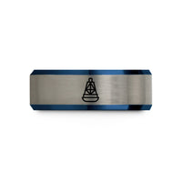matching rings for couples – black & blue & silver tungsten danger buoy wedding band