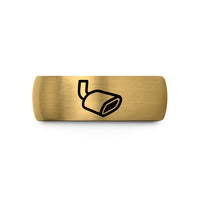 unique rings for friends – black & gold tungsten exhaust tip wedding band